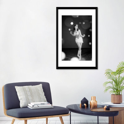 " 1960s Woman Dancing In White Fringed Halter Top Mini-Dress Skirt And Go-Go Boots " by Vintage Images