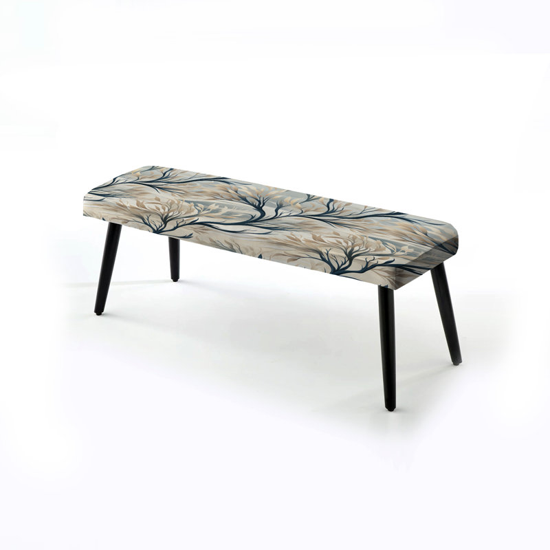 Gris, paysage d'arbre minimaliste - banc rembourré floral noir