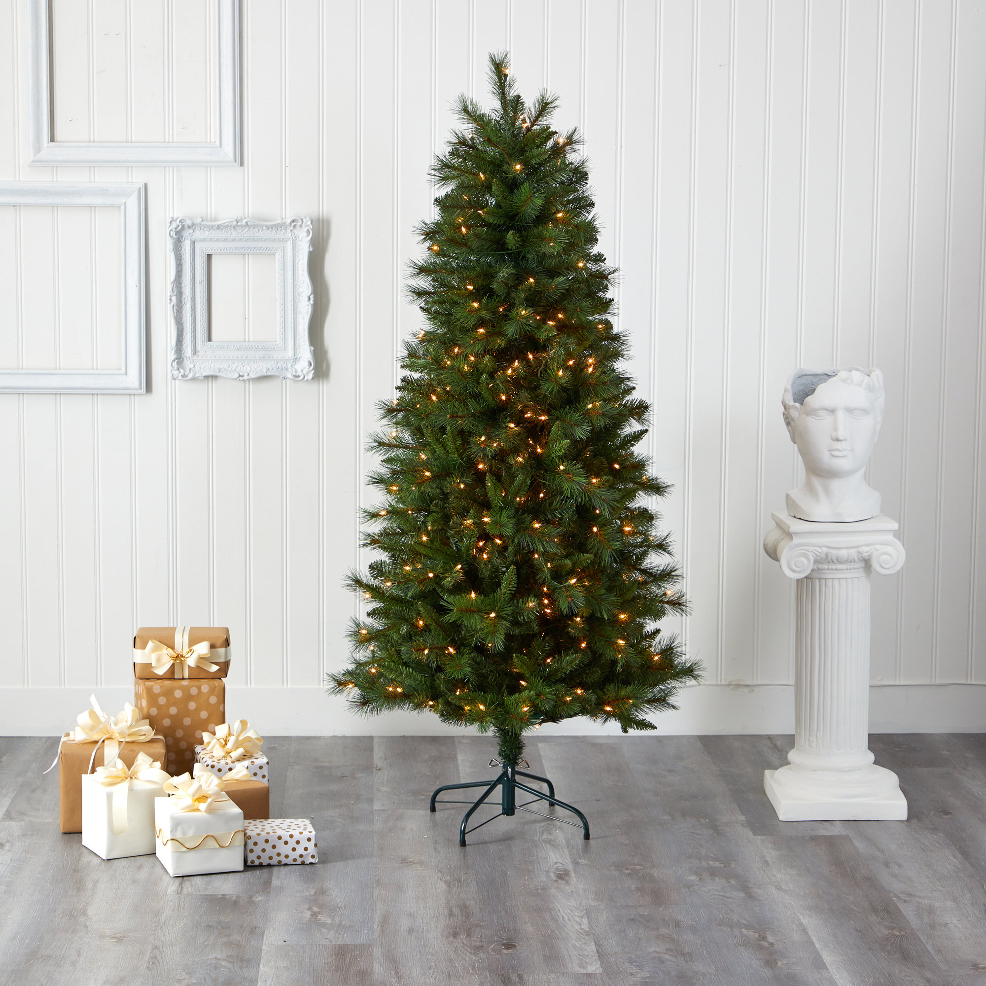 The Holiday Aisle® Green Artificial Pine Cashmere Christmas Tree with ...