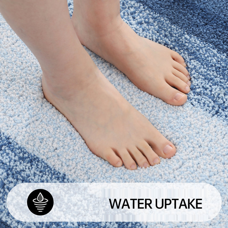Ebern Designs Thick Bath Rugs Set For Bathroom Water Absorbent & Non-Slip, Blue, 32" L x 20" W