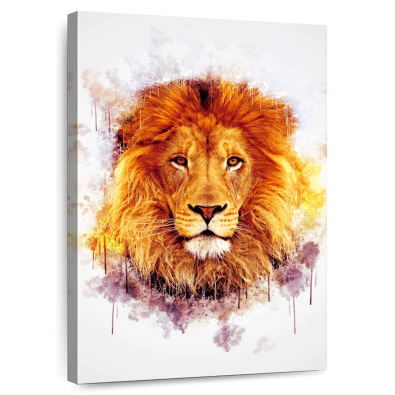 Brampt Lion Head Paint Splash, 39" H x 26" W