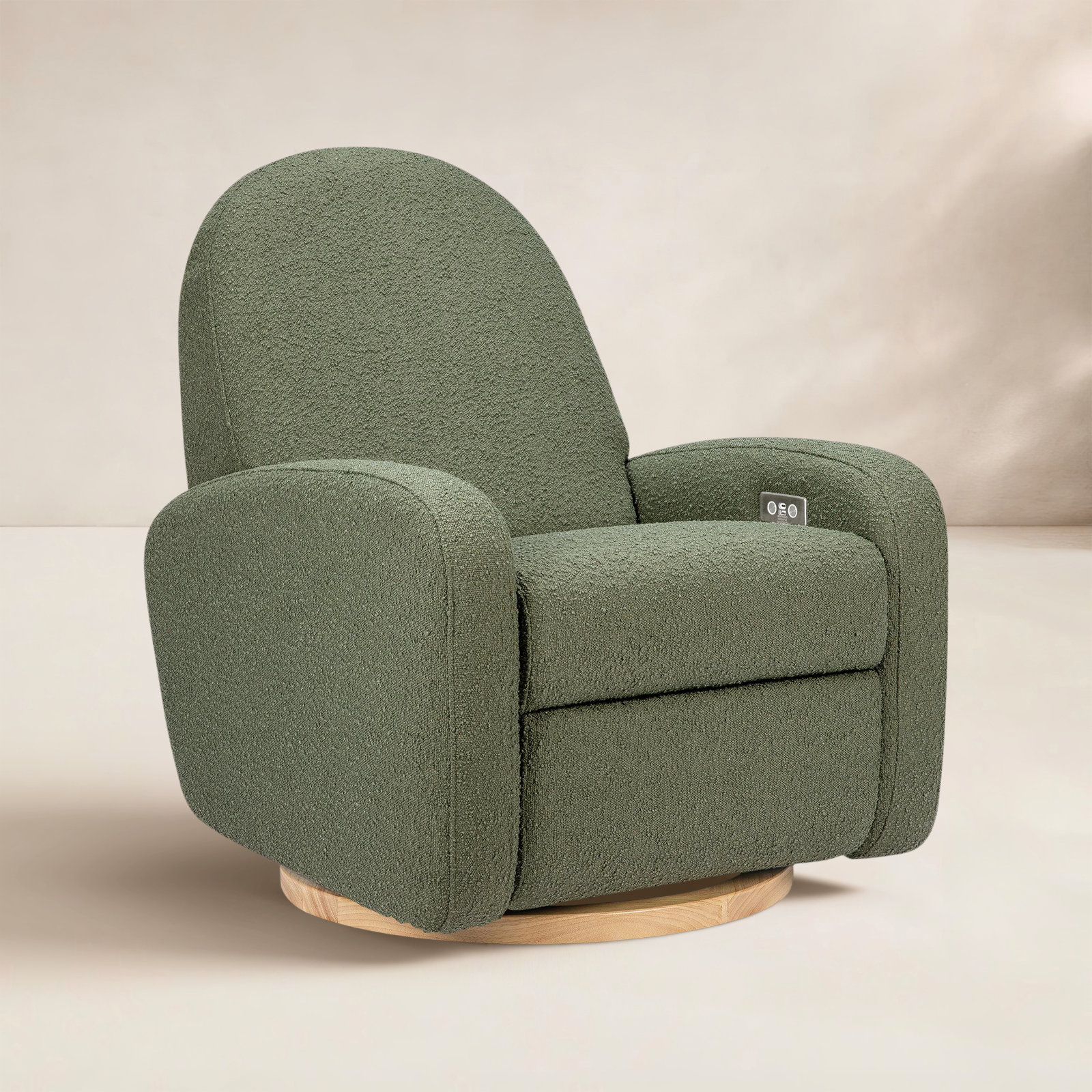 Nami Swivel Glider, Olive Boucle