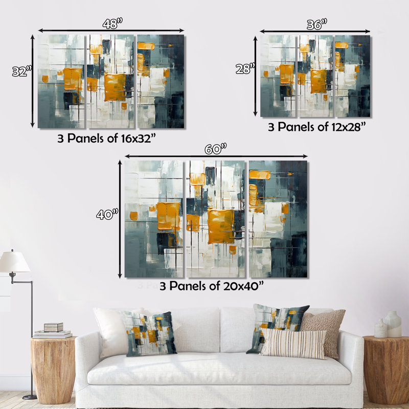 Squared Ceremony Abstract Expressionism II - Abstract Canvas Art Print Set, 40" H x 60" W x 1" D