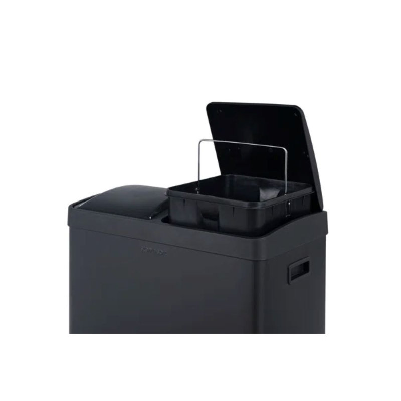 Stainless Steel 2-Compartment Trash Can, Black