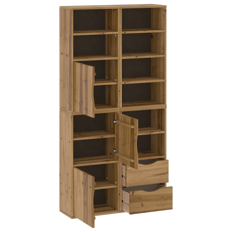 Side Cabinets 4 Pcs "ODDA" 40X24x79 Cm Solid Wood Pine, Natural