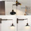 Applique murale à bras pivotant rétro en bois avec interrupteur marche / arrêt à intensité variable, lampe de lecture murale à brancher pour la chambre à coucher, le salon, le bureau - ampoule incluse