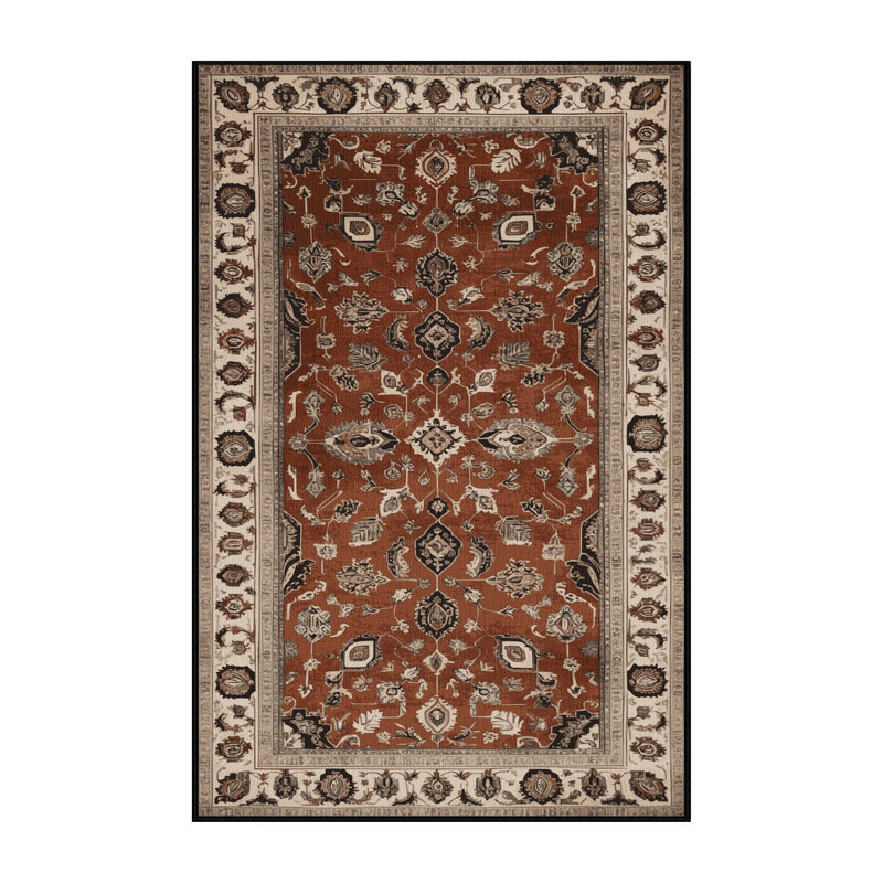 Machine Washable Persian Brown Area Rug, Rectangle 2' x 3'