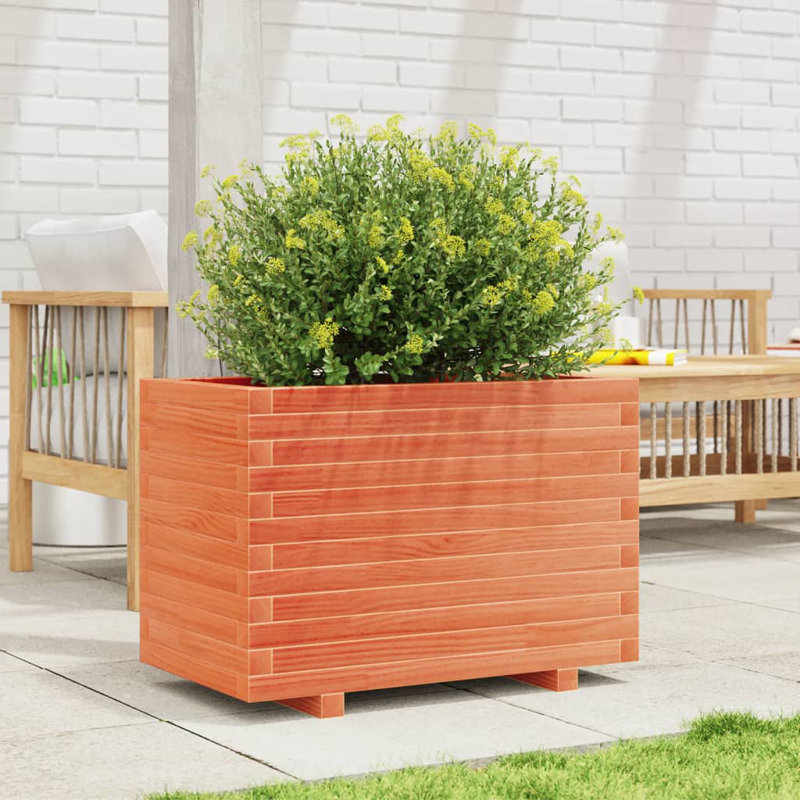 8 Wood Planter, 49.5cm H x 70cm W x 40cm D, Wax brown
