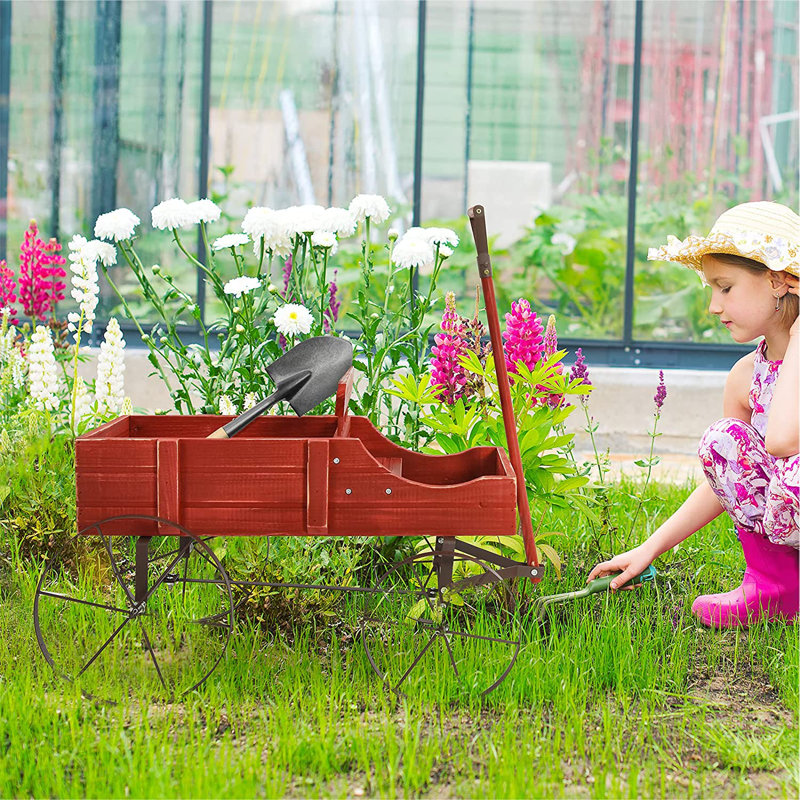 Mischa Wheelbarrow Planter, Red