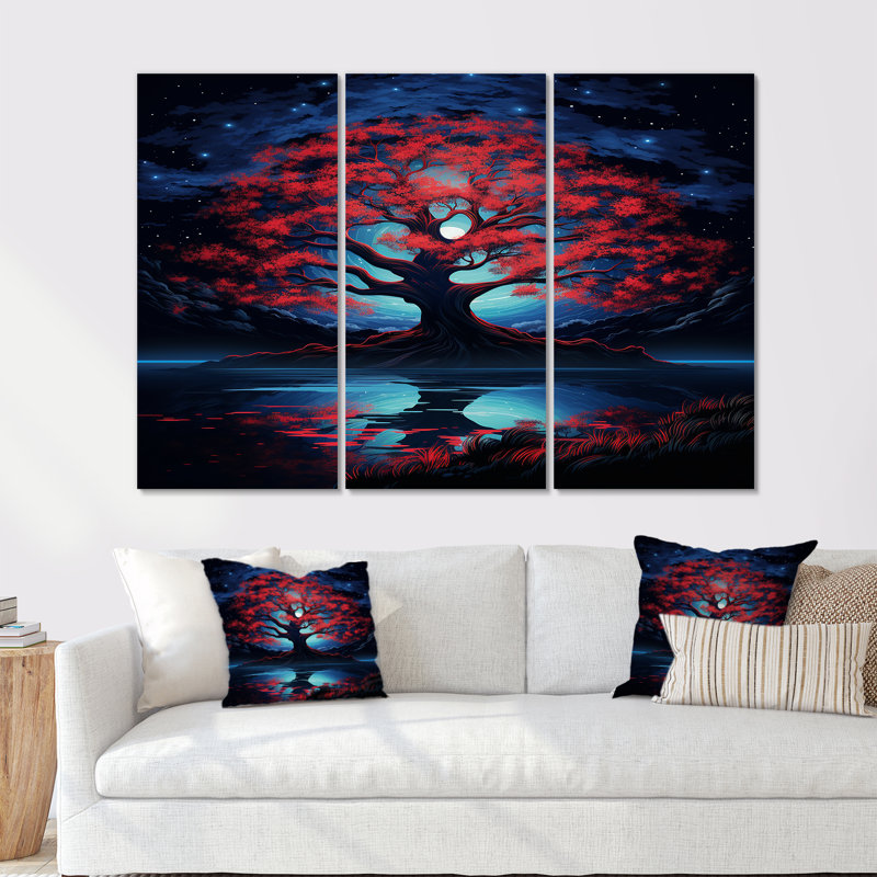 Titouan - Ensemble de décoration murale arbre chêne, H 28 po x l 36 po x P 1 po, Toile tendue