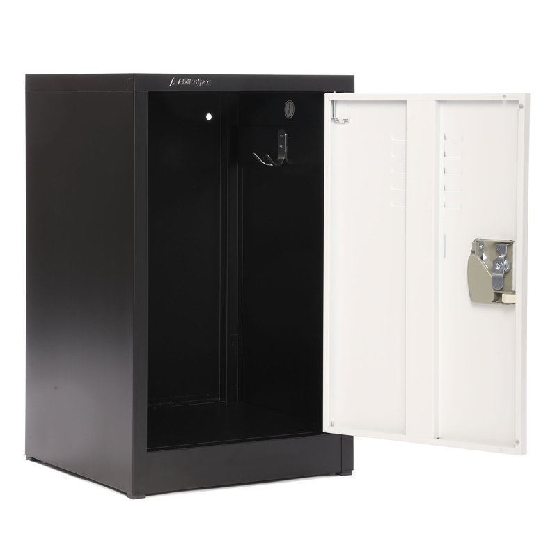 24" Black and White Steel Freestanding Office Lockers, Set of 2