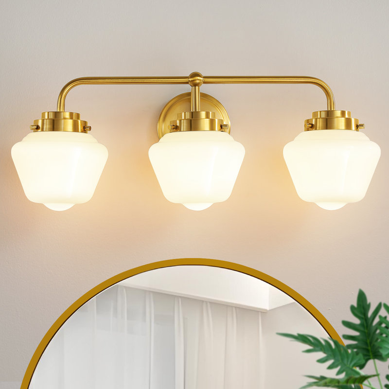 Éclairage pour salle de bain 3 lumières à intensité variable, Or brossé
