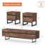 Ensemble de table de salon moderne 3 pièces Aadam, meuble télé 71 pouces avec armoire de rangement et tables de bout avec 2 tiroirs, meuble télé et console pour le salon