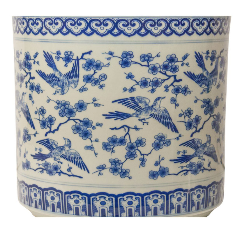 Pot à oiseaux bleu et blanc