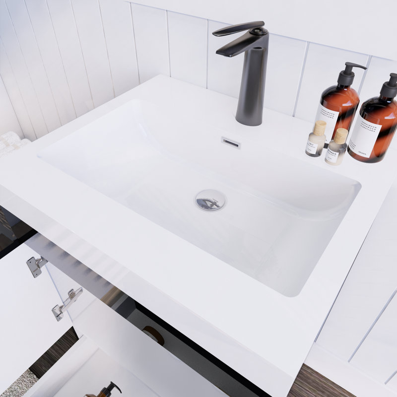 Ensemble de meuble-lavabo simple 24 po Luberisse Spring, Noir lustré