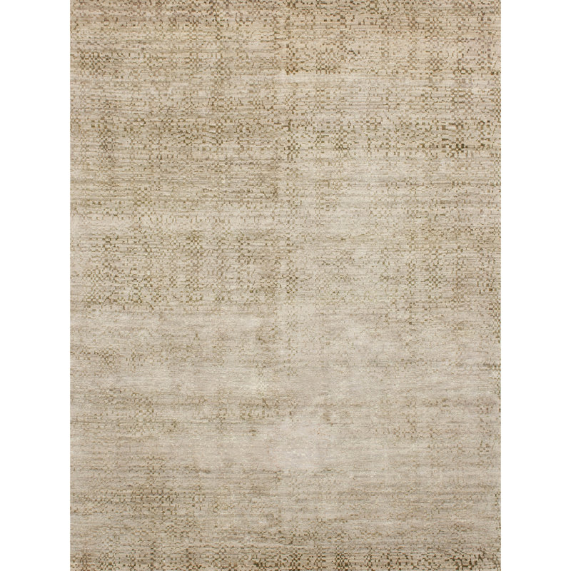 Hand Knotted Area Rug in Celadon, Rectangle 6' x 9'