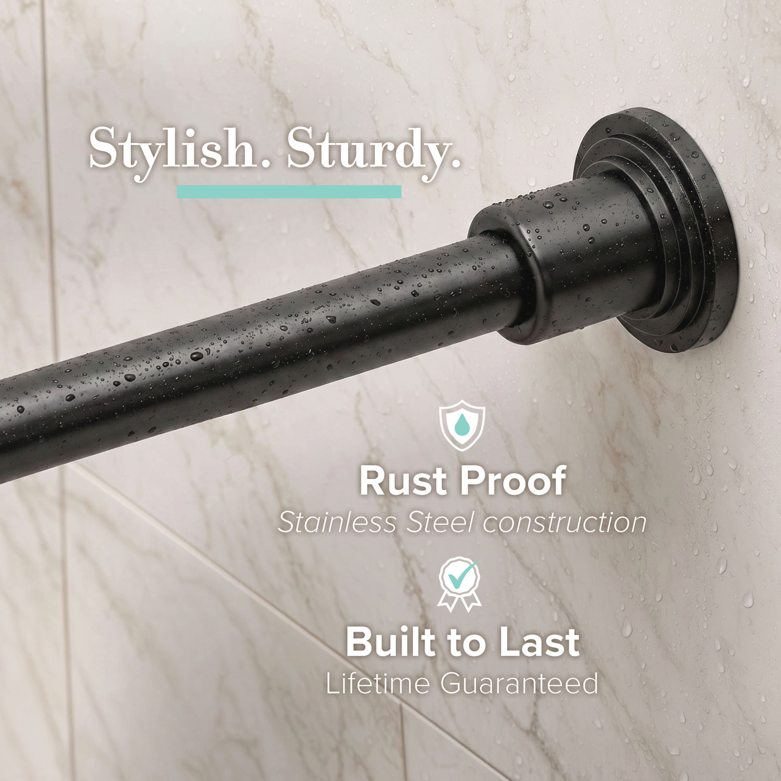 Marina Shower Curtain Rod, Matte Black