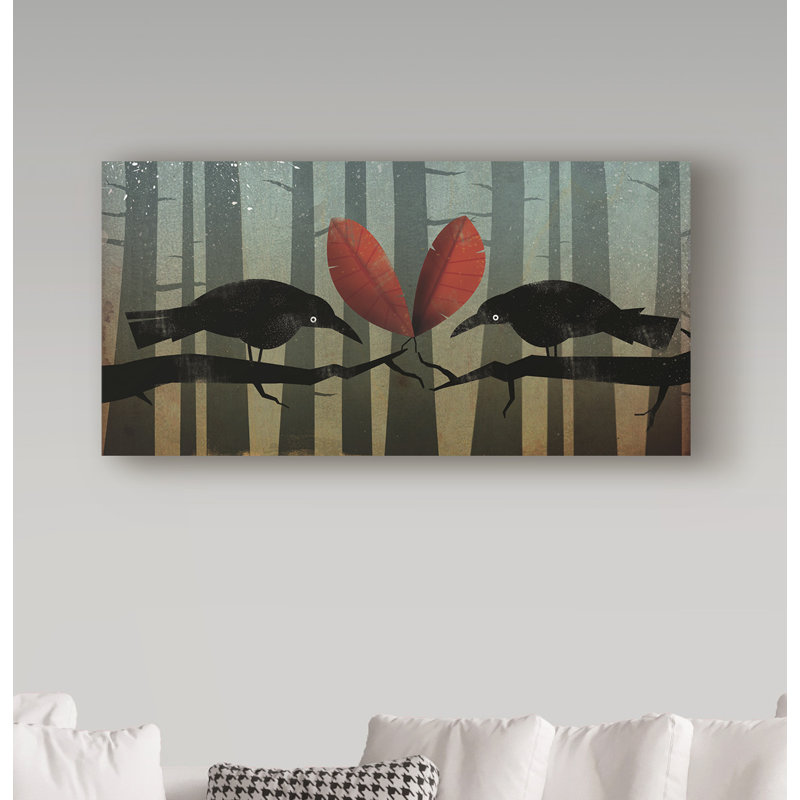 «Love Birds Ravens», reproduction d'impression sur toile, H 10 po x l 19 po x P 2 po