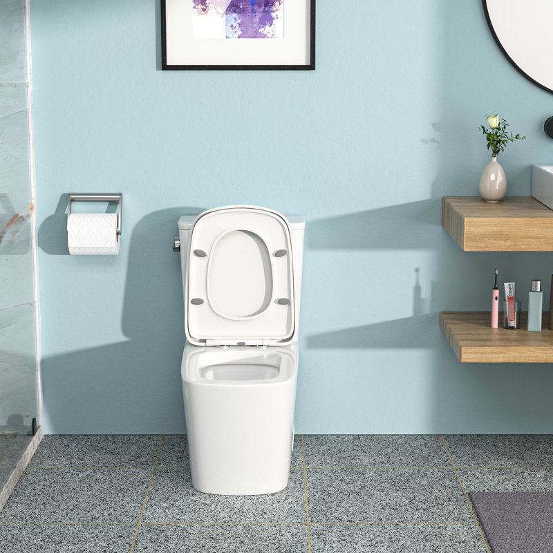 Toilette en céramique blanche avec chasse d'eau stable et silencieuse - siège à fermeture douce, chasse d'eau à siphon, faible absorption d'eau, utilisation économique et élégante