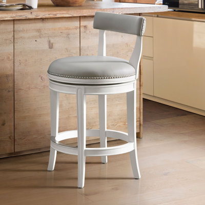 Hanover Swivel Counter Height Bar Stool, 26-Inch Seat Height, White and Gray