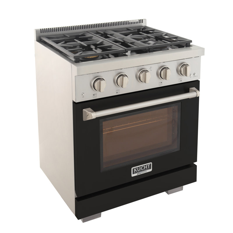 30 in. 4.2 cu. ft. Natural Gas Range and Convection Oven in Light Blue with True Simmer Burners, Black, Natural Gas