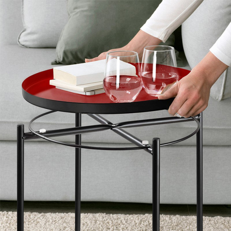 Otwell Steel Tray Top End Table, Black, Black