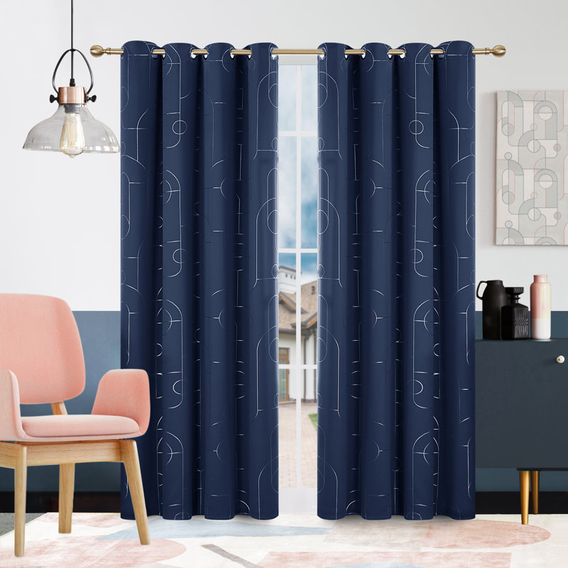 Ashleeann Room Darkening Curtain Pair, Black, 52" W x 63" L