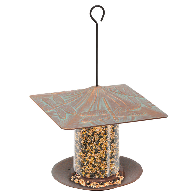 Dragonfly Tube Bird Feeder, Copper Verdi