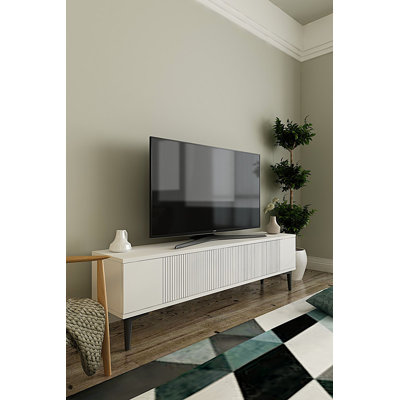 Meuble télé moderne blanc de 47,2 po x 15,8 po x 15,7 po | 100% panneau de particules enduit de mélamine, épaisseur: 0,7 pouce | Fixation murale, conception élégante, parfaite pour le salon et les espaces de divertissement, durable et élégante