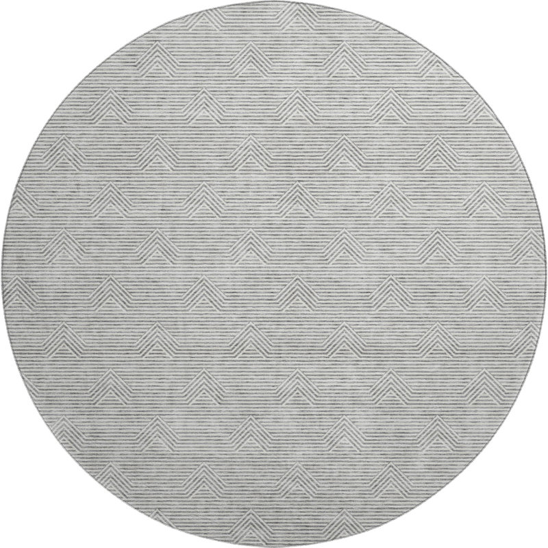 Premium Machine Washable Prisco Gray Rug, Round 8'