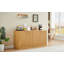 Buffet 59 pouces moderne ondulé, armoire de rangement incurvée, 4 portes avec fonction de rangement