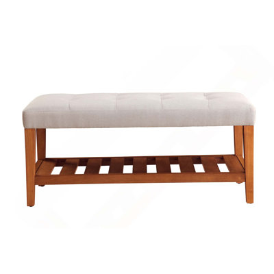 Wooden Frame Fabric Upholstered Entryway Bench