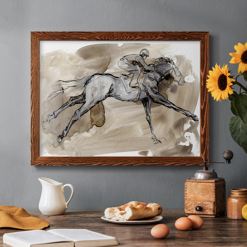 «Off To The Races I», peinture sur toile encadrée, Érable, H 14 po x l 20 po x P 1,5 po
