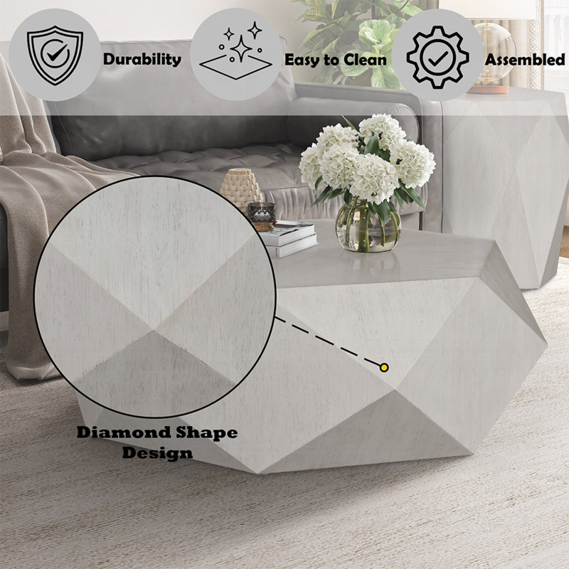Ensemble de table de salon Hocking, Blanc antique