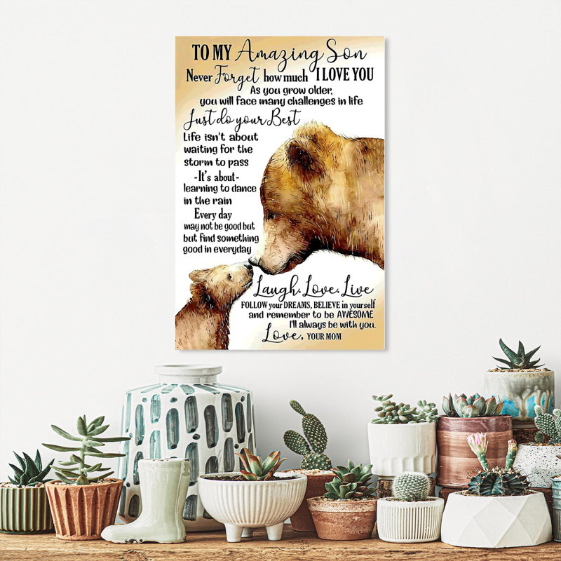 «Bear Mom to My Amazing Son I Alway Be with You Love», impression sur toile tendue, H 20 po x l 16 po x P 1,25 po