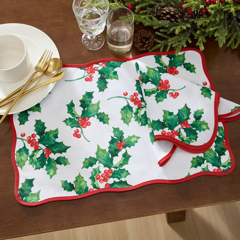 Karnecia Border Christmas/Holiday Placemats, Set of 4, 13"x19"