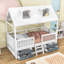 Lit maison en bois 4 tiroirs avec lanterneaux et tablettes-1010170254-1010170252
