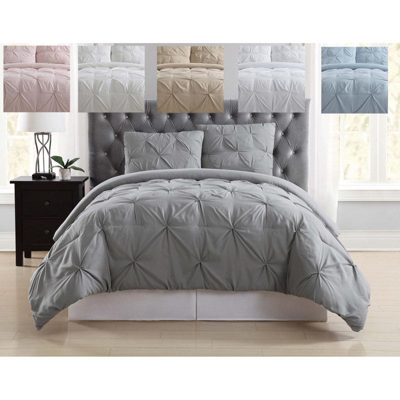 Solid Polyester Duvet Cover, Gray, Full/Queen Duvet Cover + 2 Shams
