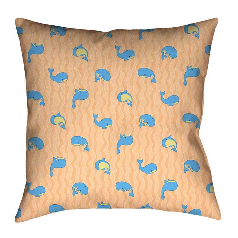 Coussin Katelyn Elizabeth, 26 po x 26 po, Orange / Bleu, Faux lin