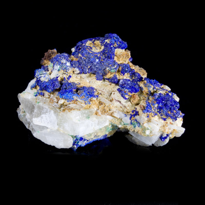 Azurite avec malachite et cerussite miniature - Mine Bou Beker, Maroc