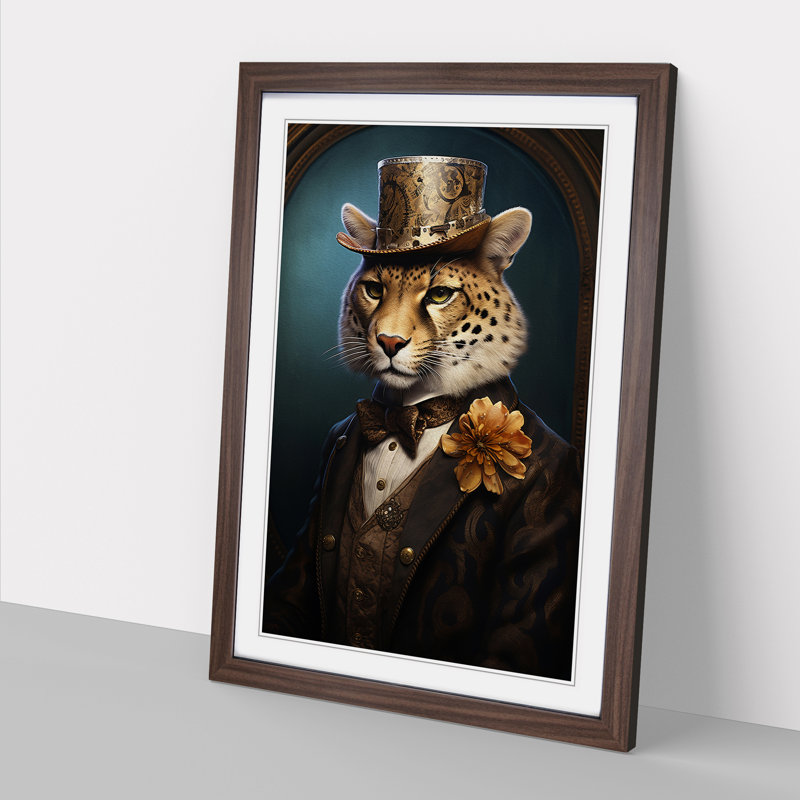 Cheetah Victorian No.2 Framed Print, 34cm H x 25cm W x 2cm D, Walnut Framed