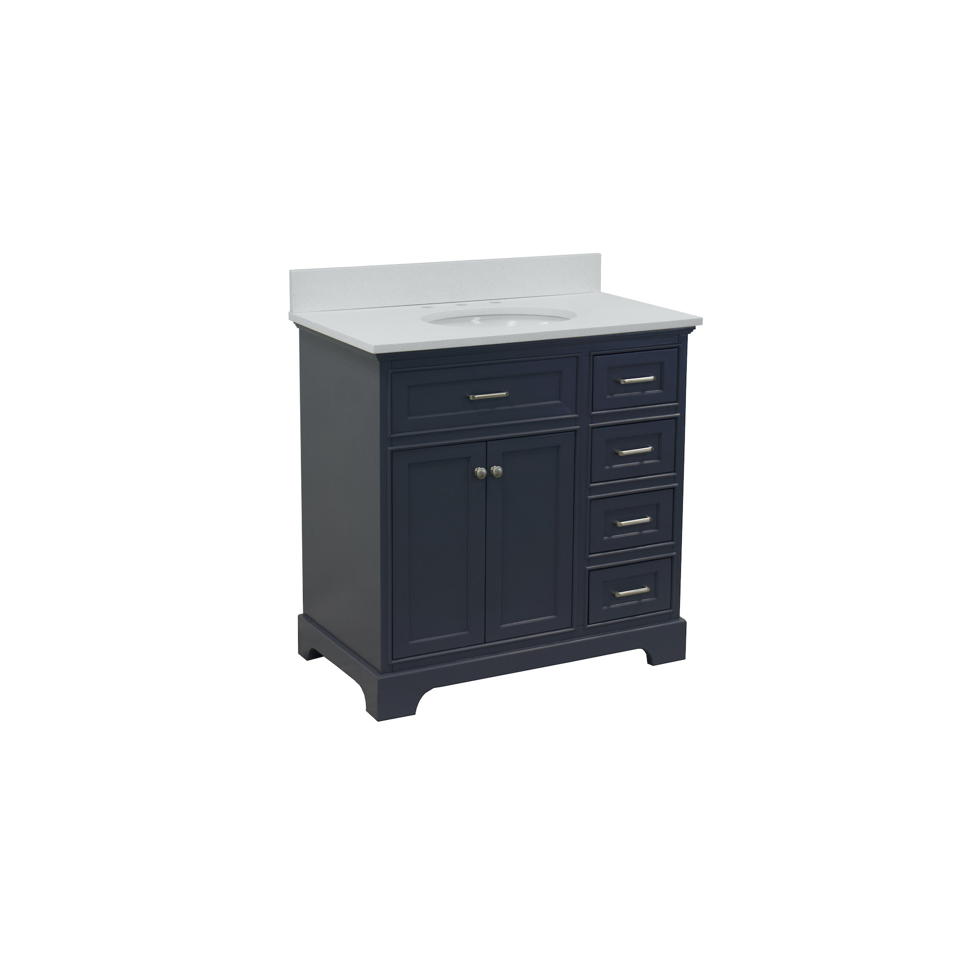 Ronnie 36'' Single Bathroom Vanity, Marine Gray, Quartz