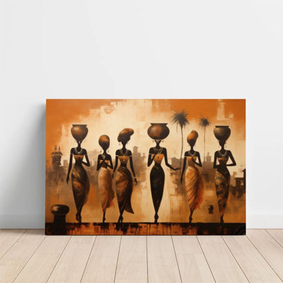 1Pc Framed Canvas Poster Print African Woman, Pot on Head, Abstract Expressionism Wall Art Wall Pediments, Wall Decor, Perfect for Room Decor Living R