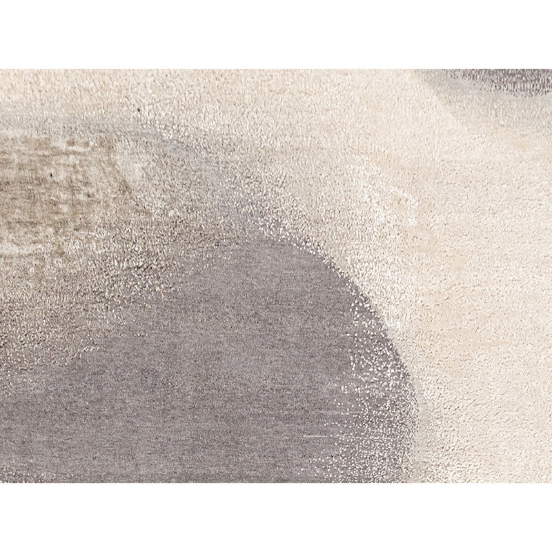 Hand Knotted Abstract Area Rug in Ivory/Sand/Gray, Rectangle 8' x 10'