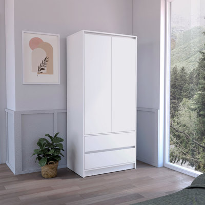 Armoire, penderie avec deux tiroirs, tringle