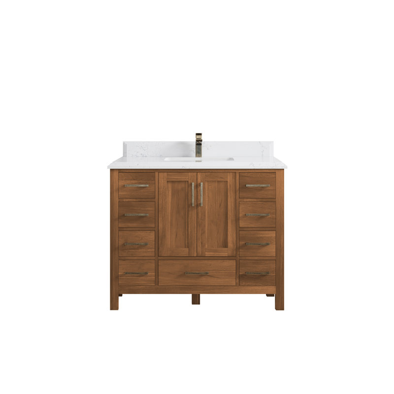 Ensemble de meuble-lavabo simple 42 po Malibu, Quartz blanc Empira