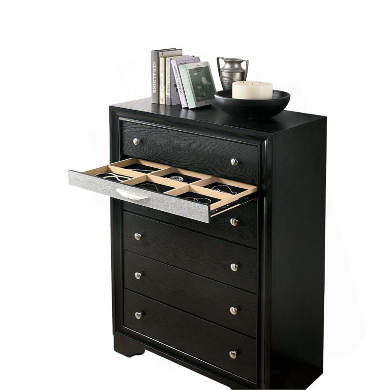 Commode et commode à bijoux cachée style contemporain 1Pc, Noir