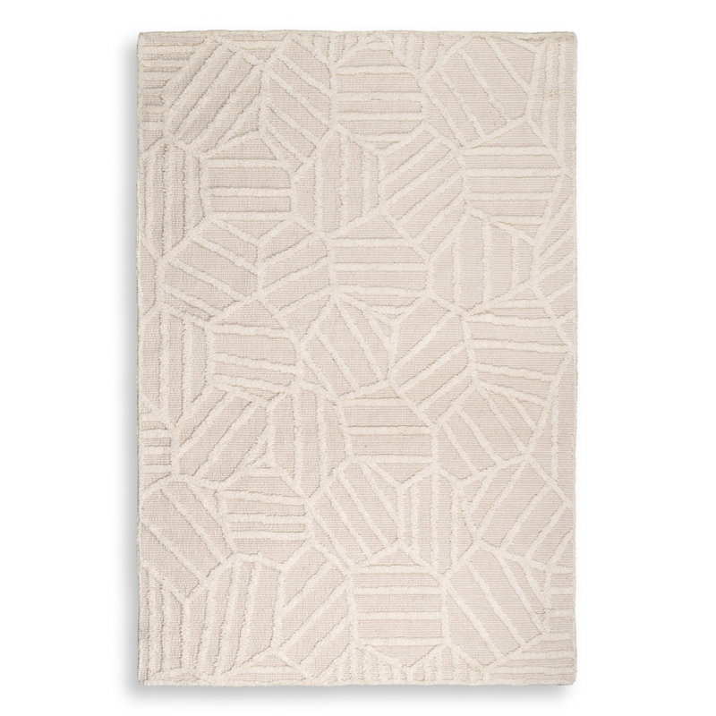 San Juan Geometric Area Rug in Ivory, Rectangle 9'10.11" x 13'1.48"