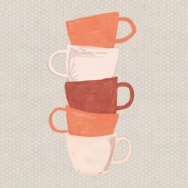 Coffee Cup Stack - Wrapped Canvas Print, 91cm H x 91cm W x 3.8cm D
