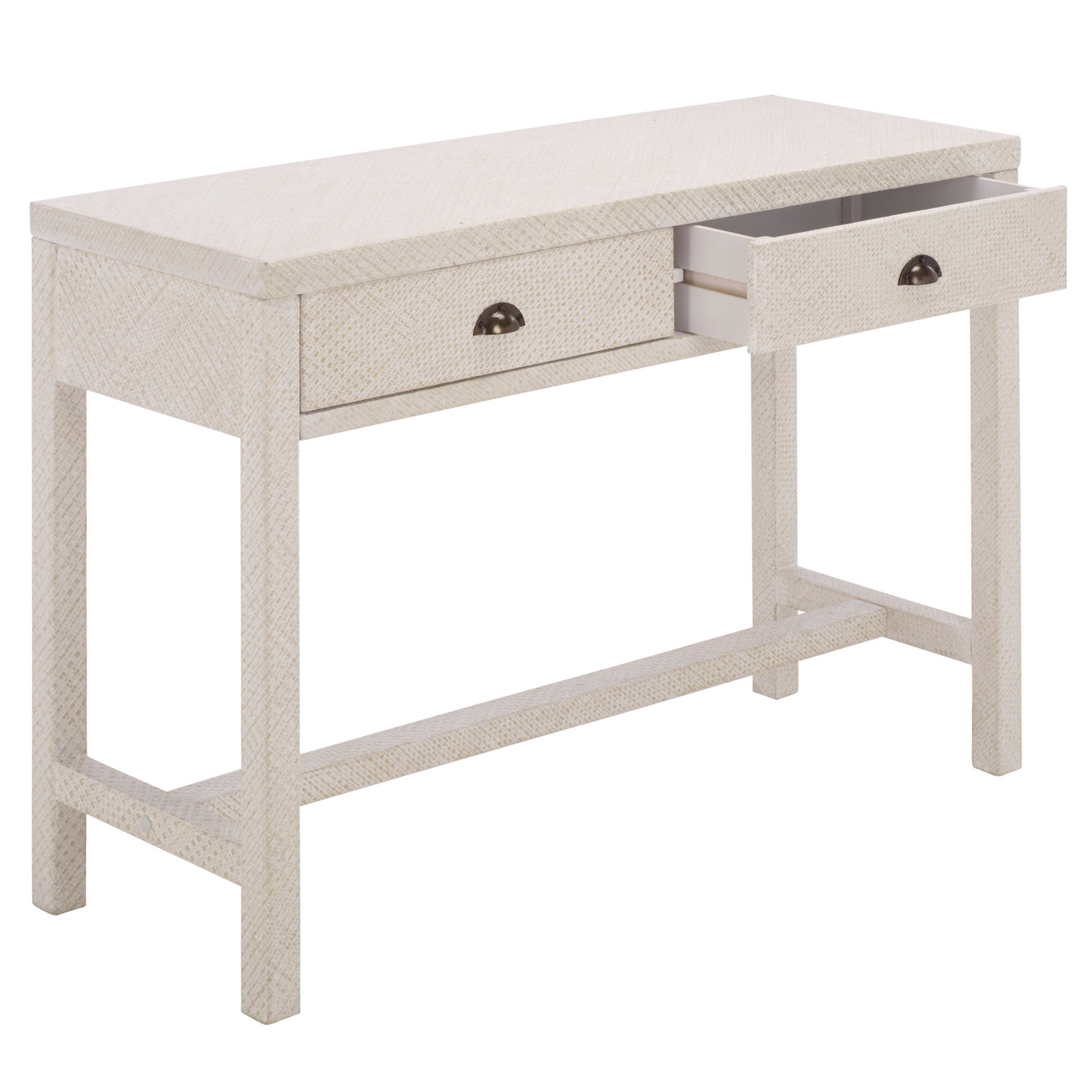 Finlay 2 Drawer Pandan Wrap Desk, White